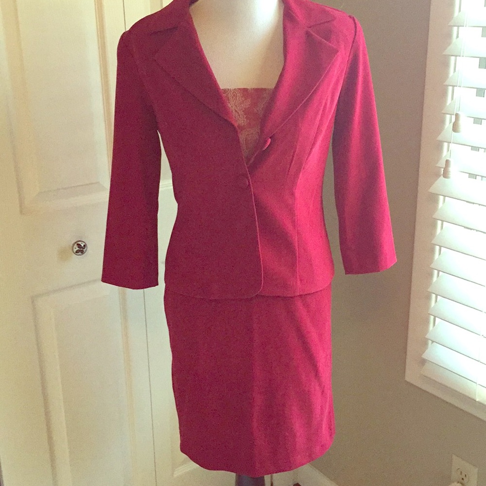 Red skirt suit